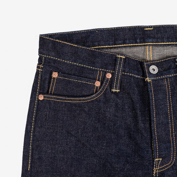 IRON HEART IH-666S-18 OZ VINTAGE SELVEDGE DENIM SLIM STRAIGHT CUT JEANS - INDIGO