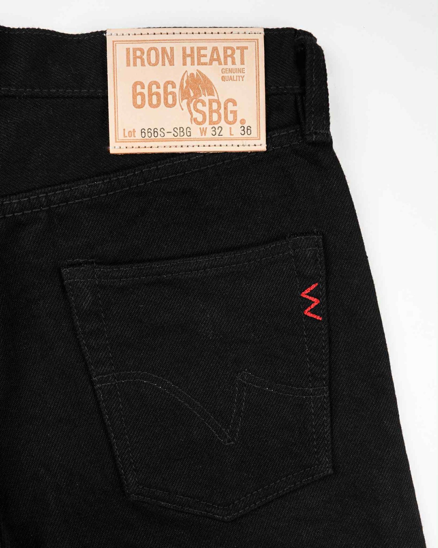 IRON HEART IH-666S-SBG 21 OZ SLIM STRAIGHT CUT JEANS - SUPERBLACK (FADE TO GREY)