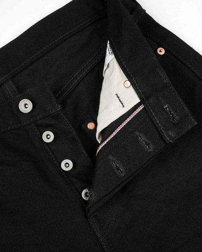 IRON HEART IH-666S-SBG 21 OZ SLIM STRAIGHT CUT JEANS - SUPERBLACK (FADE TO GREY)