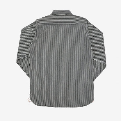 IRON HEART IHSH-274-IND 12 OZ HICKORY STRIPE WORK SHIRT - INDIGO
