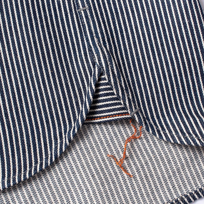 IRON HEART IHSH-274-IND 12 OZ HICKORY STRIPE WORK SHIRT - INDIGO