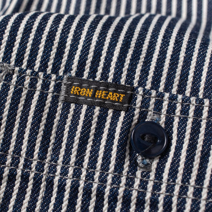 IRON HEART IHSH-274-IND 12 OZ HICKORY STRIPE WORK SHIRT - INDIGO