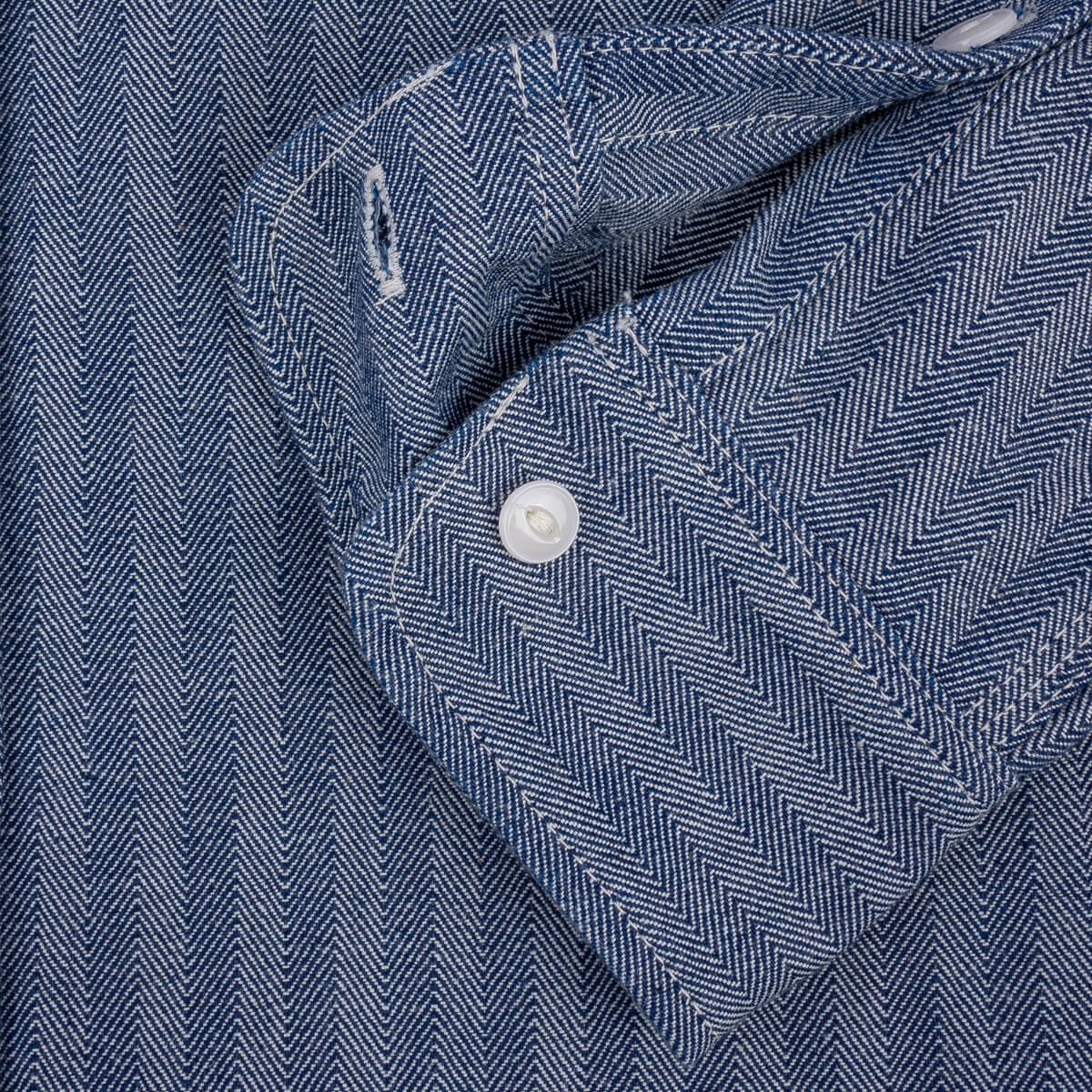 IRON HEART IHSH-308-IND 12 OZ HERRINGBONE WORK SHIRT - INDIGO