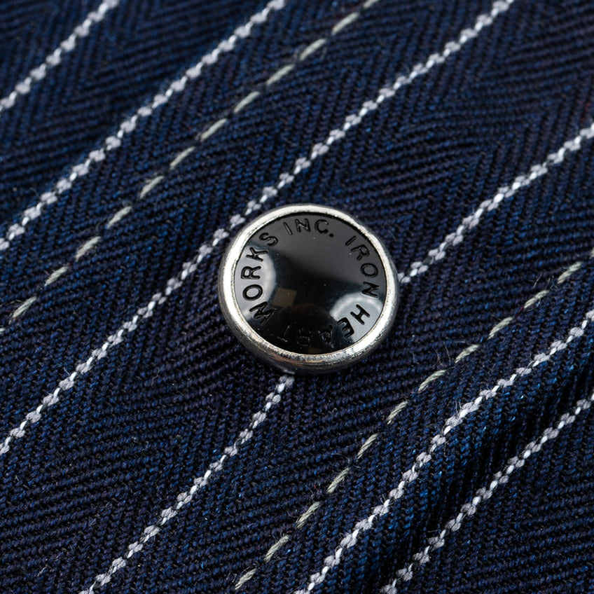 IRON HEART IHSH-424-IND 8,5 OZ HERRINGBONE WESTERN SHIRT - INDIGO