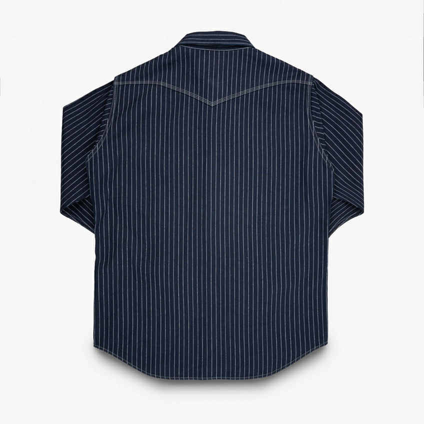 IRON HEART IHSH-424-IND 8,5 OZ HERRINGBONE WESTERN SHIRT - INDIGO