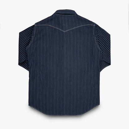 IRON HEART IHSH-424-IND 8,5 OZ HERRINGBONE WESTERN SHIRT - INDIGO