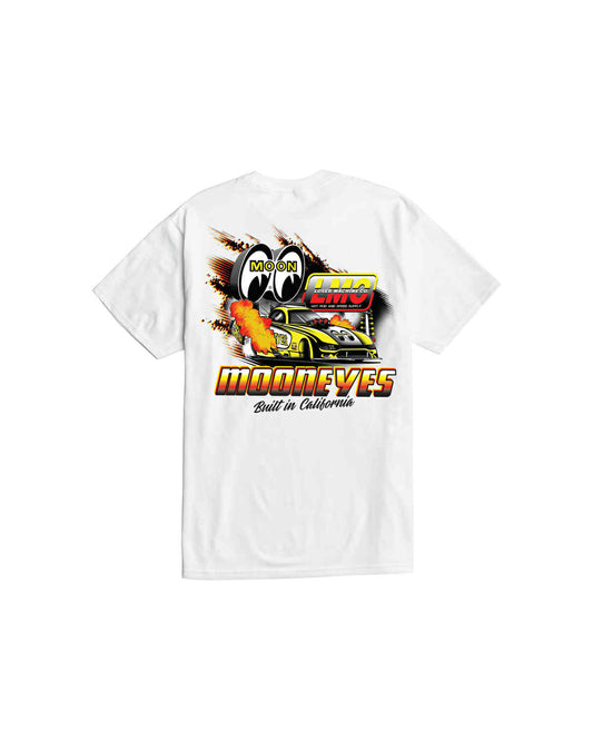 LOSER MACHINE COMPANY X MOONEYES BURNOUT STOCK T-SHIRT - WHITE