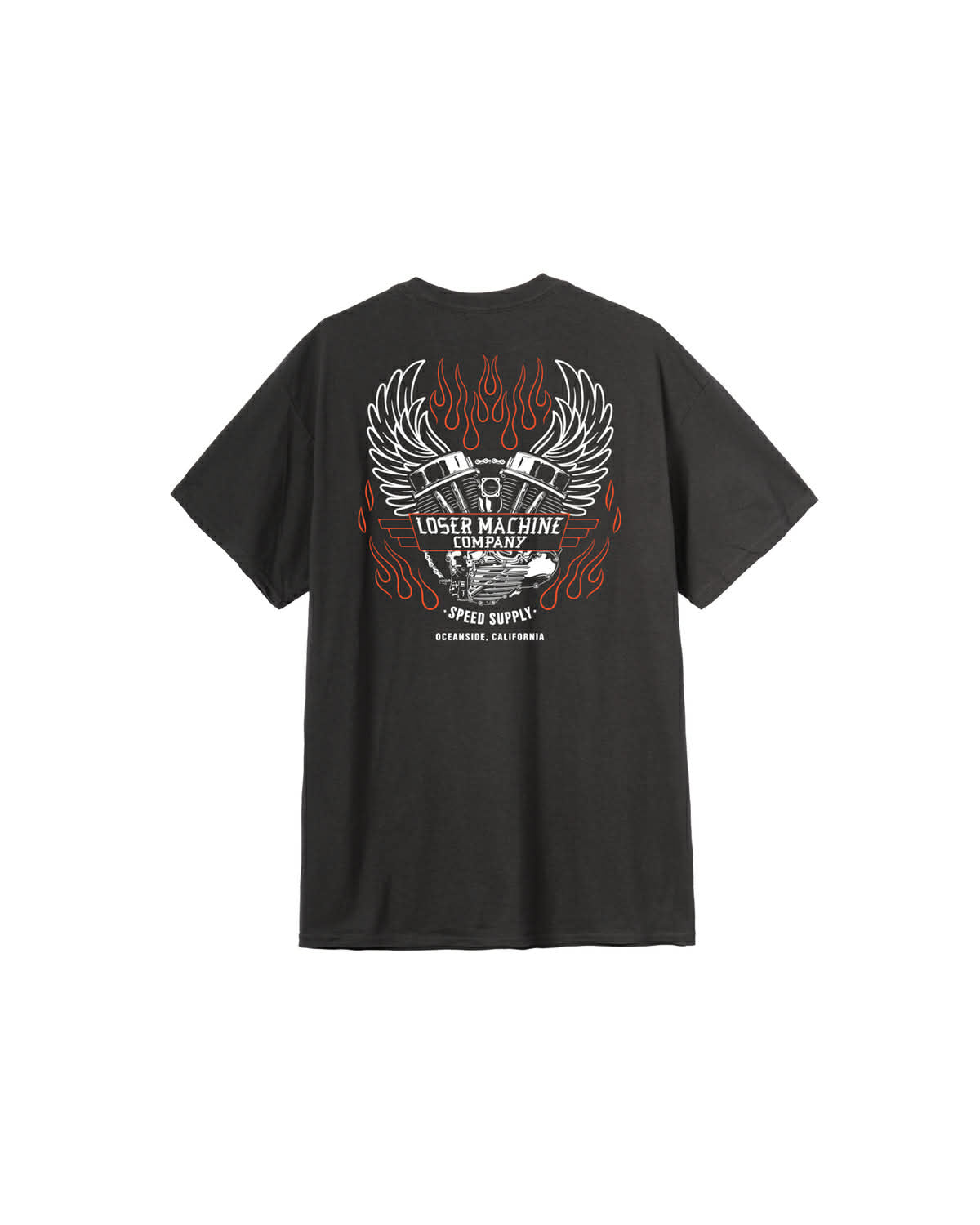 LOSER MACHINE COMPANY FLY WHEEL STOCK POCKET T-SHIRT - BLACK