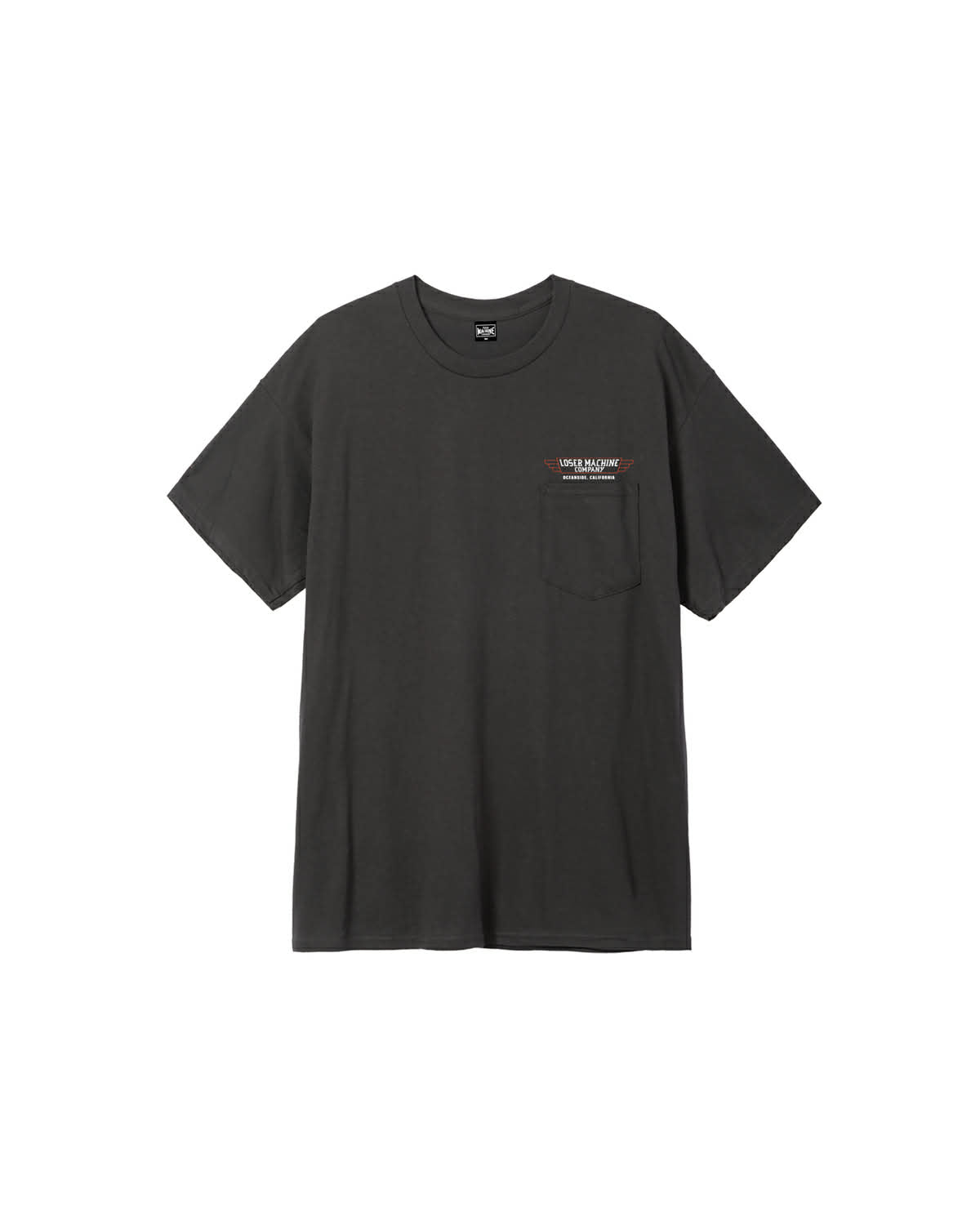 LOSER MACHINE COMPANY FLY WHEEL STOCK POCKET T-SHIRT - BLACK