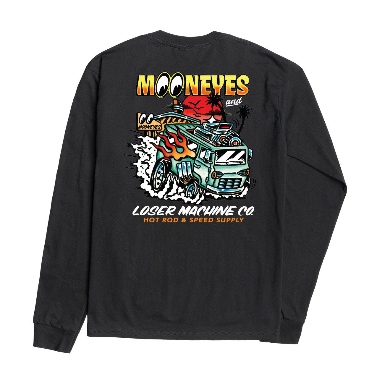 LOSER MACHINE COMPANY X MOONEYES ECONO HAULING STOCK LS T-SHIRT - BLACK