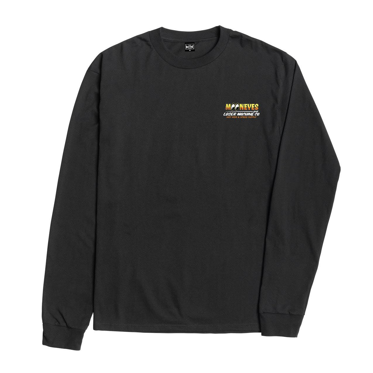 LOSER MACHINE COMPANY X MOONEYES ECONO HAULING STOCK LS T-SHIRT - BLACK