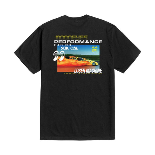 LOSER MACHINE COMPANY X MOONEYES HIGH PERFORMANCE STOCK T-SHIRT - BLACK