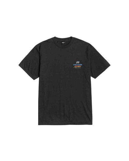 LOSER MACHINE COMPANY X MOONEYES RED HOT STOCK T-SHIRT - BLACK