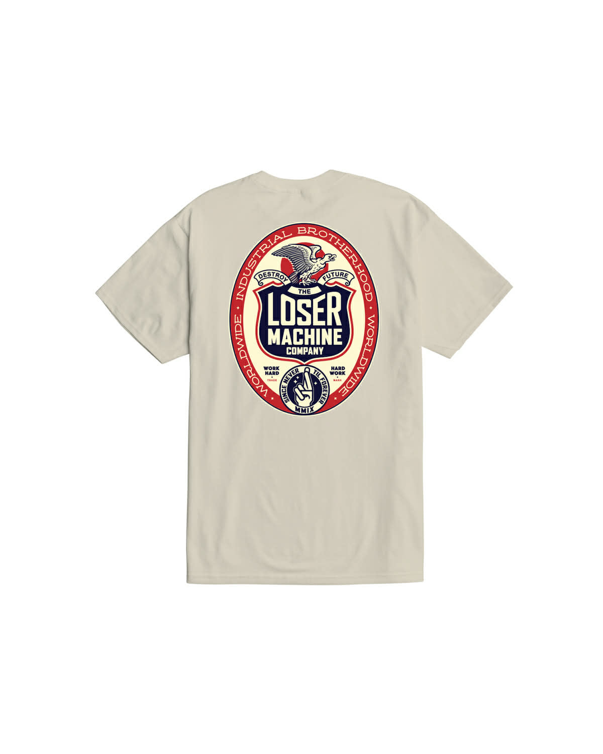 LOSER MACHINE COMPANY WORK HARD STOCK T-SHIRT - CREAM