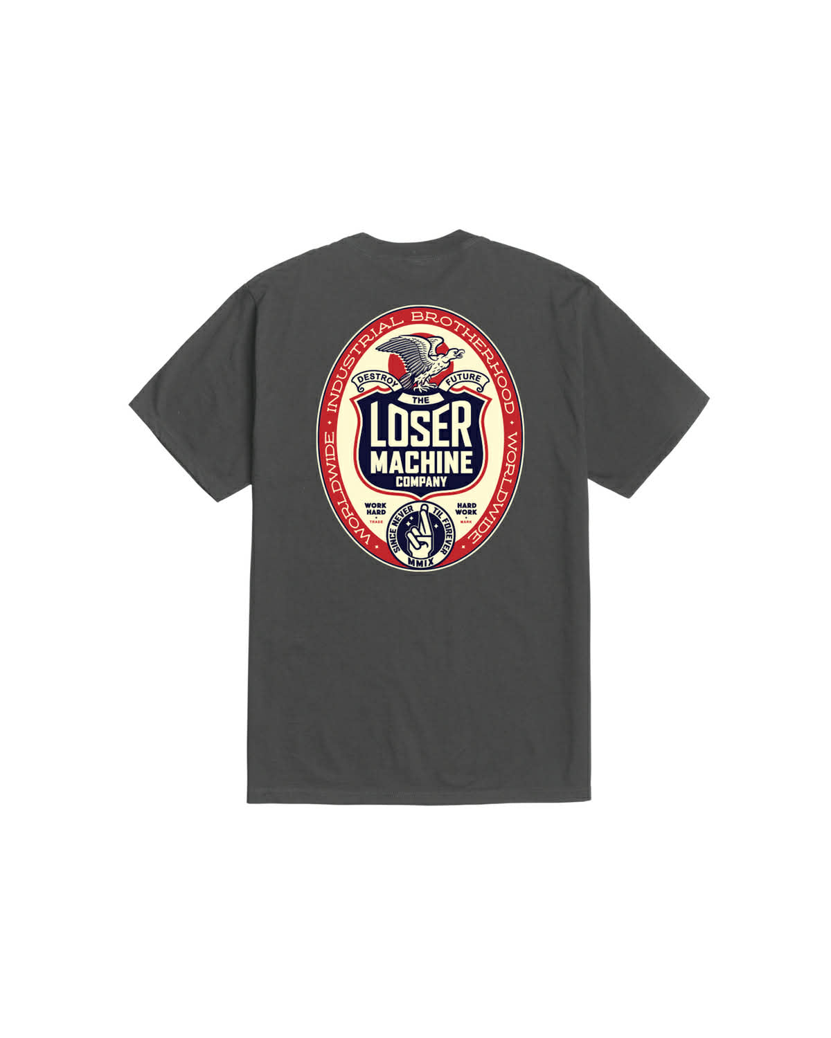 LOSER MACHINE COMPANY WORK HARD STOCK T-SHIRT - VINTAGE BLACK