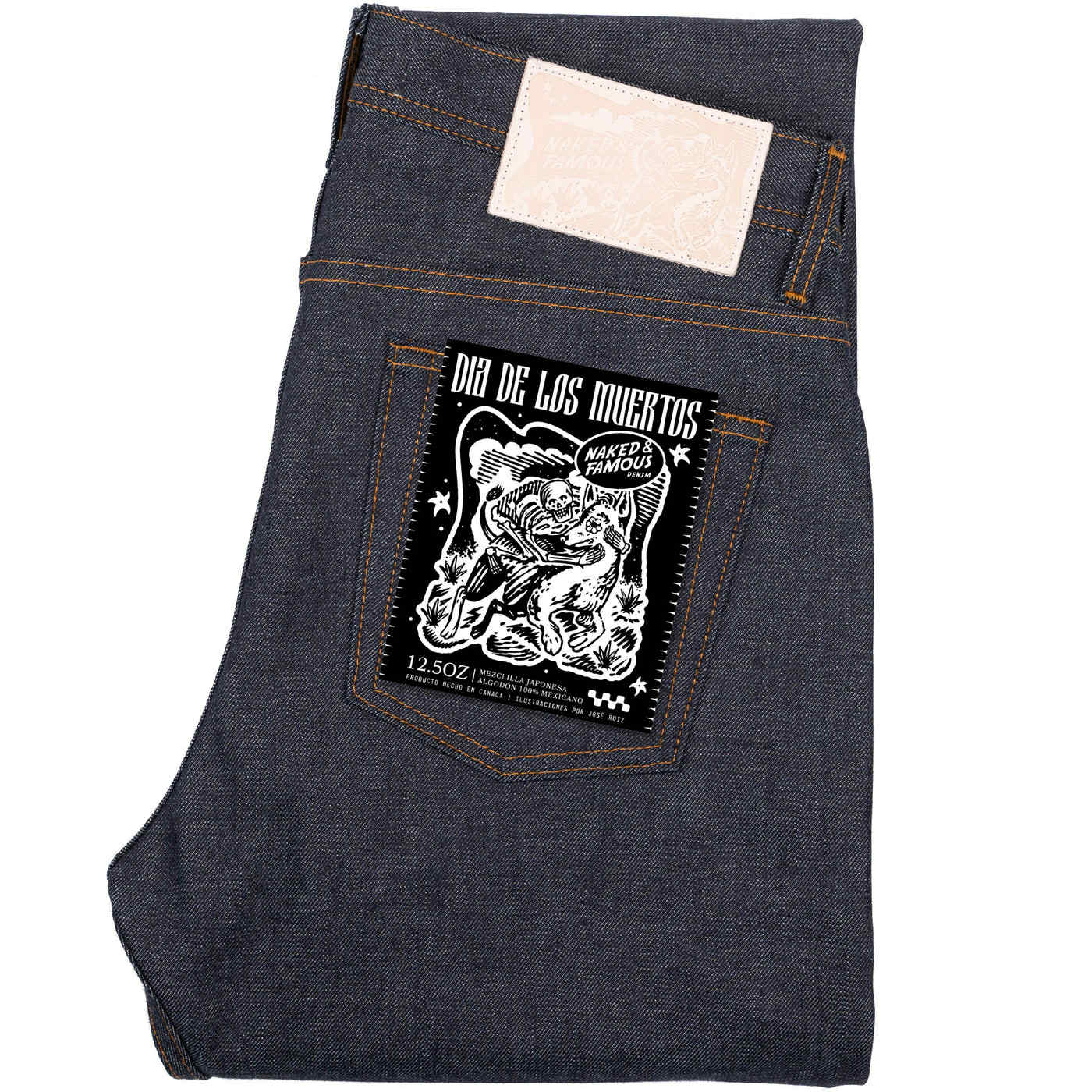NAKED AND FAMOUS DENIM WEIRD GUY - DIA DE LOS MUERTOS SELVEDGE 12.5OZ