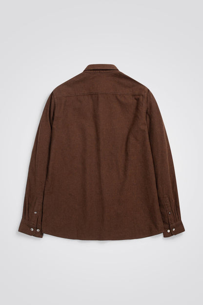 NORSE PROJECTS ANTON BRUSHED FLANNEL -  RUST BROWN