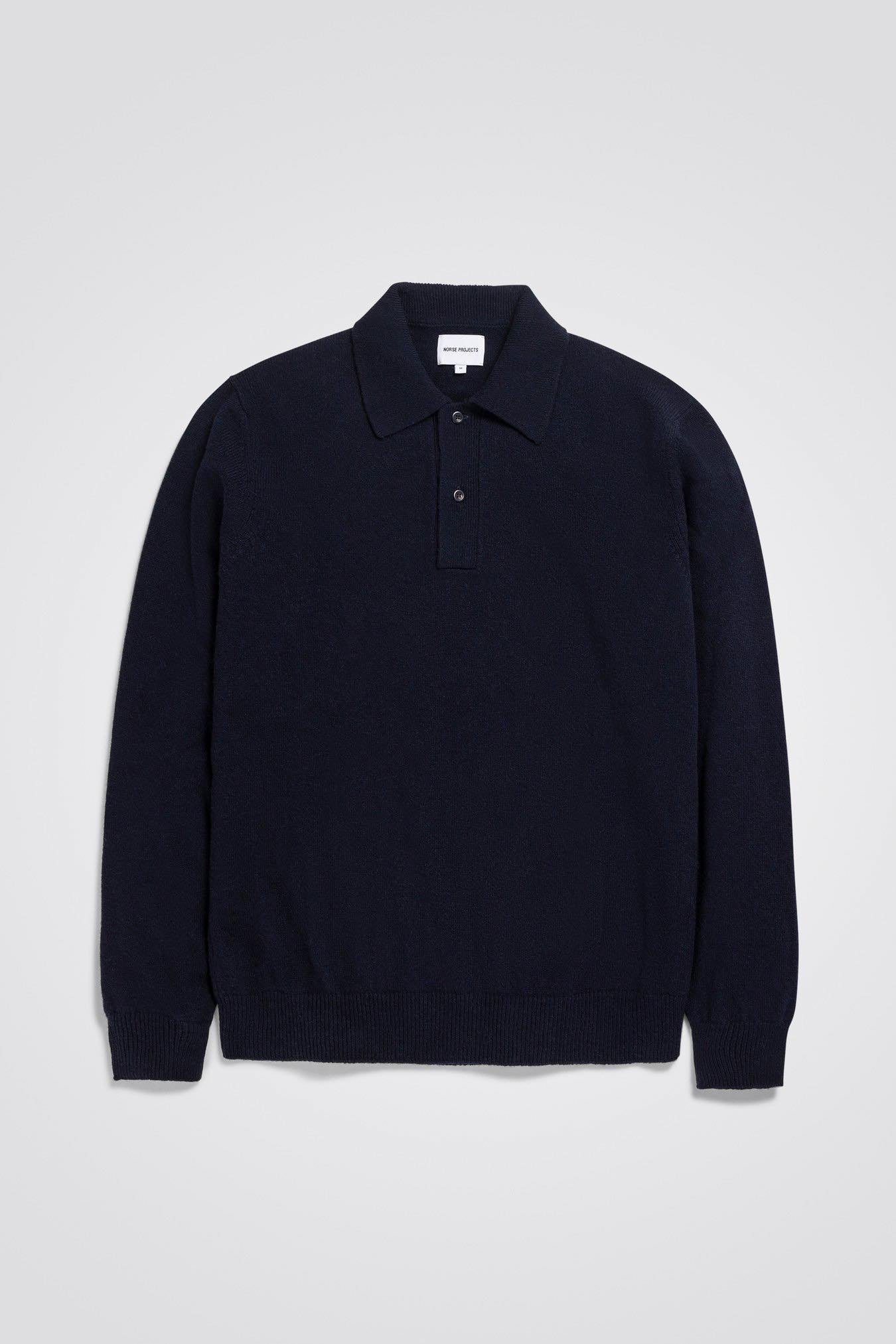 NORSE PROJECTS MARCO MERINO LAMBSWOOL POLO - DARK NAVY