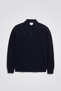 NORSE PROJECTS MARCO MERINO LAMBSWOOL POLO - DARK NAVY