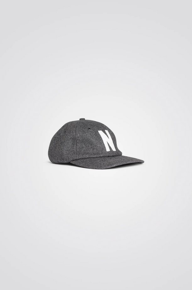 NORSE PROJECTS  WOOL SPORTS CAP - CHARCOAL MELANGE