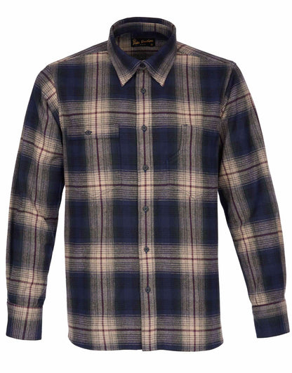 PIKE BROTHERS 1937 ROAMER SHIRT CHECK FLANNEL - BLUE BEIGE