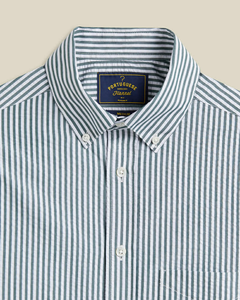 PORTUGUESE FLANNEL ATLANTICO STRIPE - GREEN