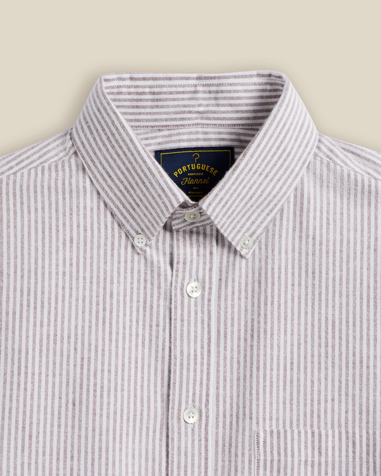 PORTUGUESE FLANNEL BRUSHED OXFORD STRIPE SHIRT - BORDEAUX