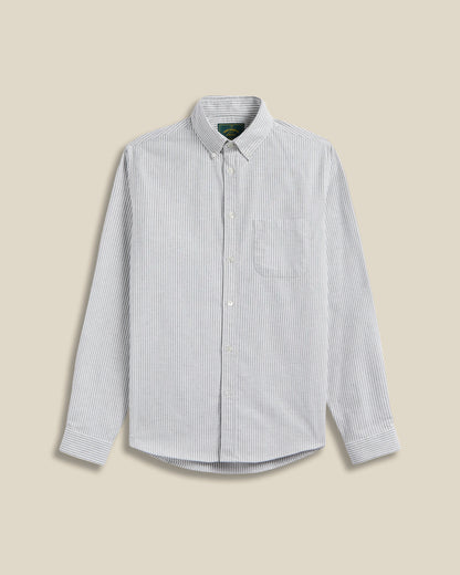 PORTUGUESE FLANNEL BRUSHED OXFORD STRIPE SHIRT - MOSS GREEN