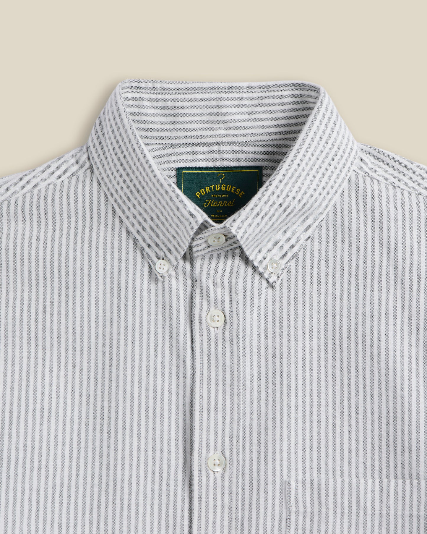 PORTUGUESE FLANNEL BRUSHED OXFORD STRIPE SHIRT - MOSS GREEN