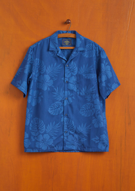 PORTUGUESE FLANNEL ISLAND JACQUARD FLOWERS SHIRT - BLUE / BLUE