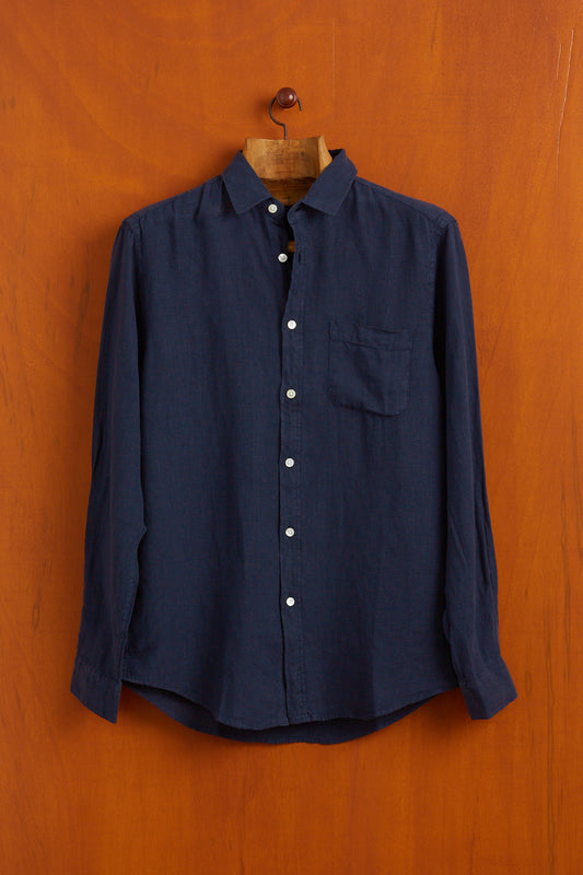 PORTUGUESE FLANNEL LINEN SHIRT - NAVY