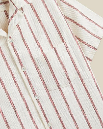 PORTUGUESE FLANNEL PIQUET STRIPE - BORDEAUX