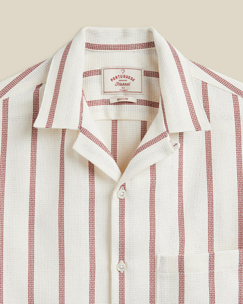 PORTUGUESE FLANNEL PIQUET STRIPE - BORDEAUX