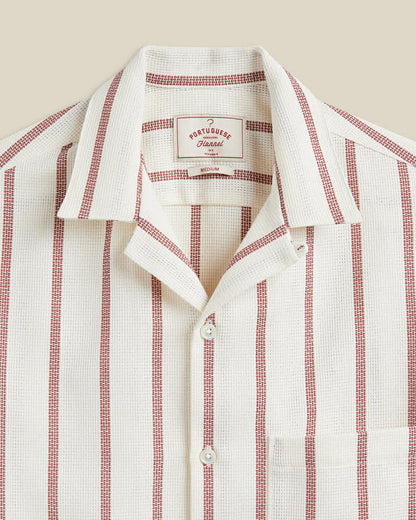 PORTUGUESE FLANNEL PIQUET STRIPE - BORDEAUX