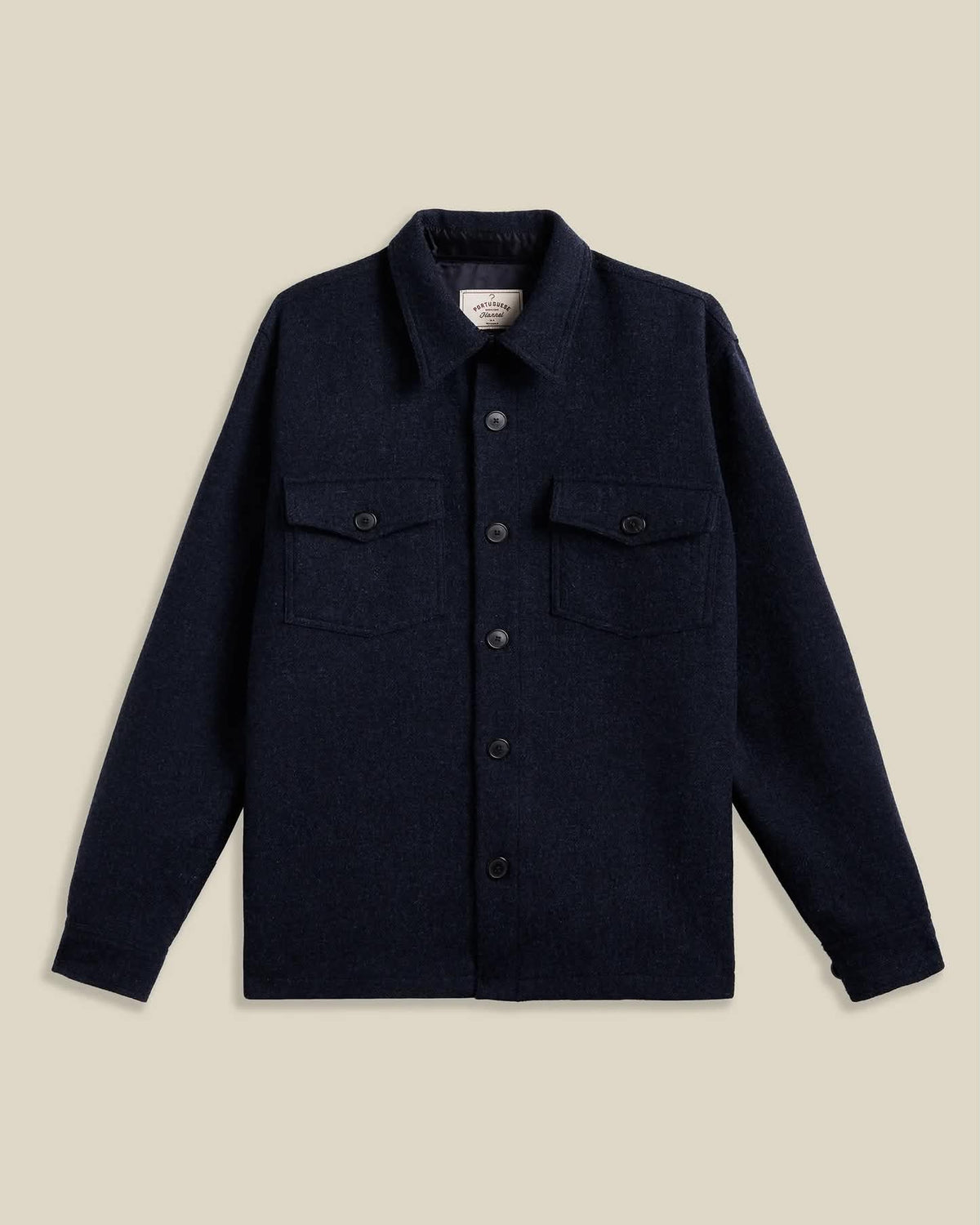 PORTUGUESE FLANNEL WOOL FIELD OVERSHIRT - NAVY