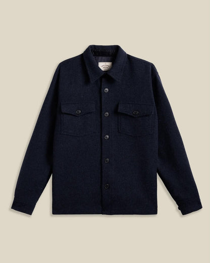 PORTUGUESE FLANNEL WOOL FIELD OVERSHIRT - NAVY