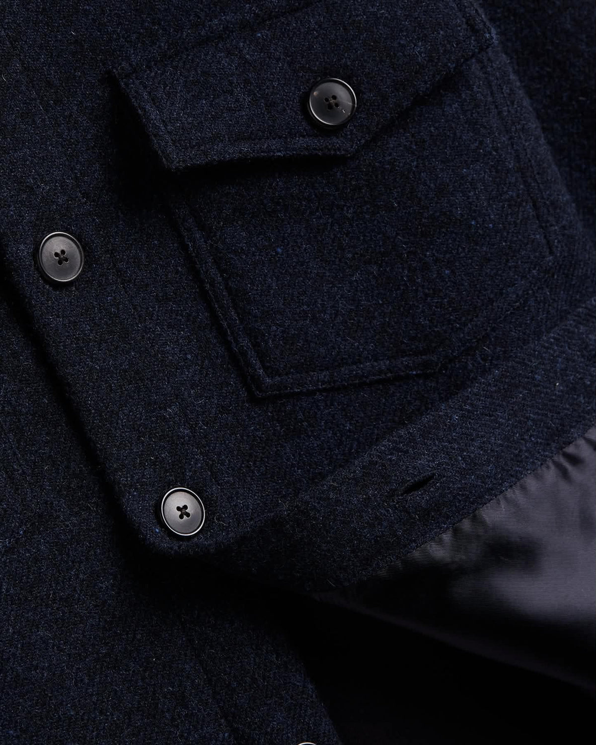 PORTUGUESE FLANNEL WOOL FIELD OVERSHIRT - NAVY