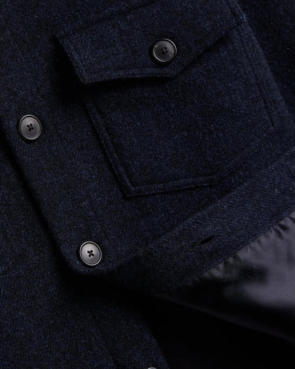 PORTUGUESE FLANNEL WOOL FIELD OVERSHIRT - NAVY