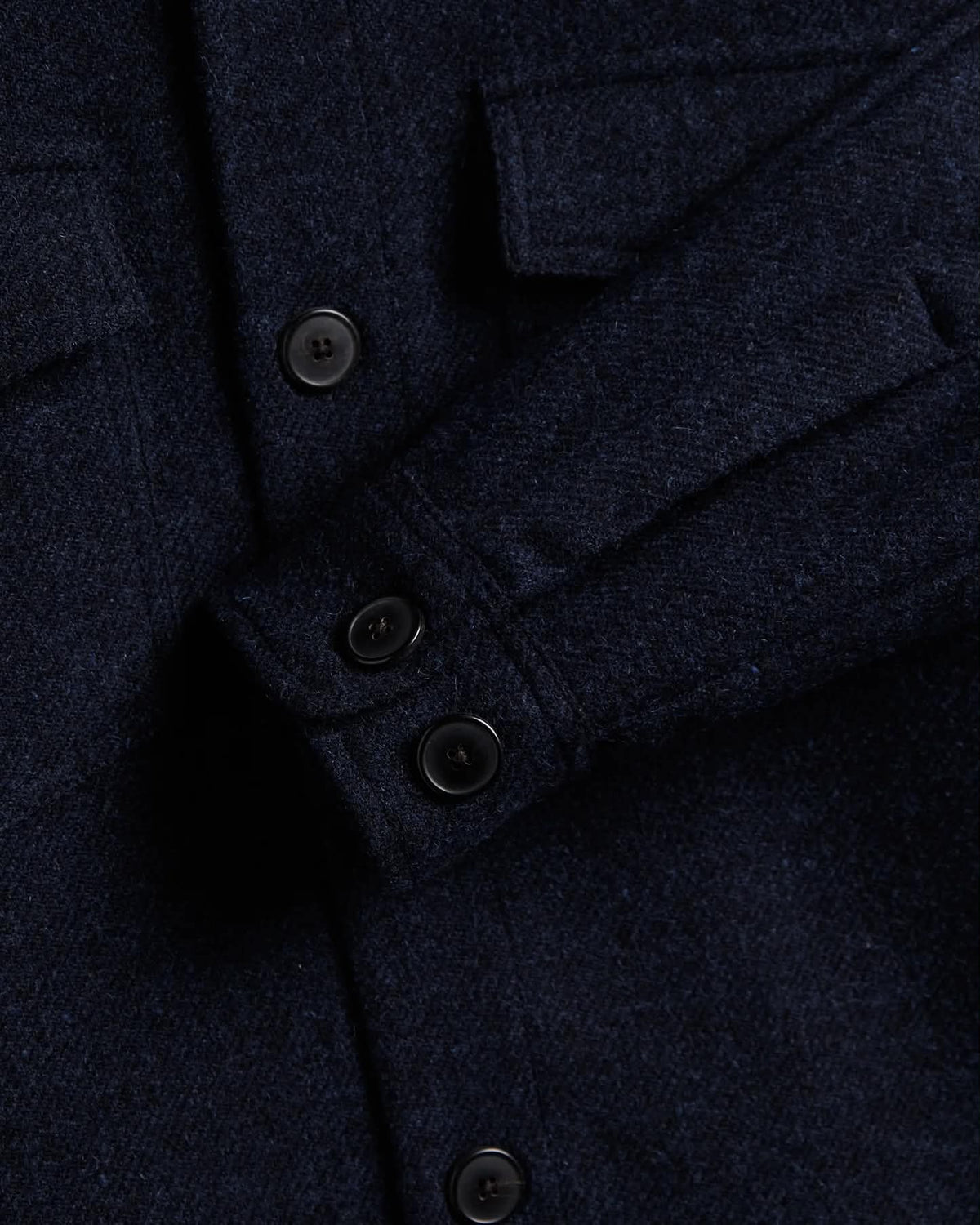 PORTUGUESE FLANNEL WOOL FIELD OVERSHIRT - NAVY