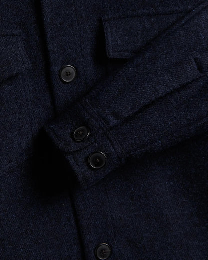 PORTUGUESE FLANNEL WOOL FIELD OVERSHIRT - NAVY