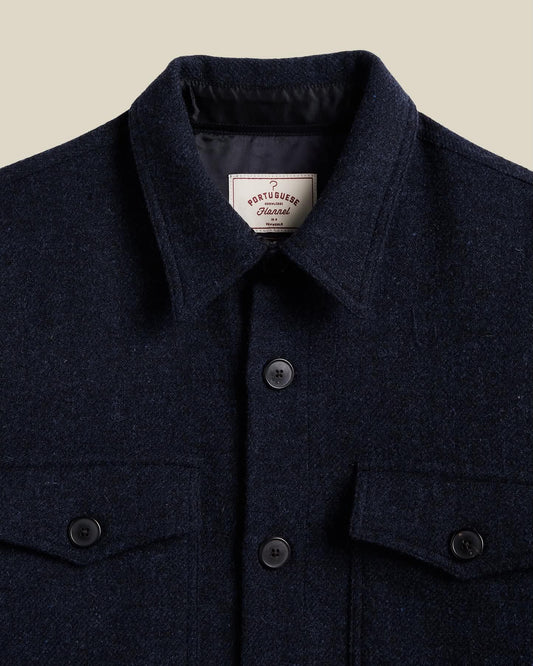 PORTUGUESE FLANNEL WOOL FIELD OVERSHIRT - NAVY
