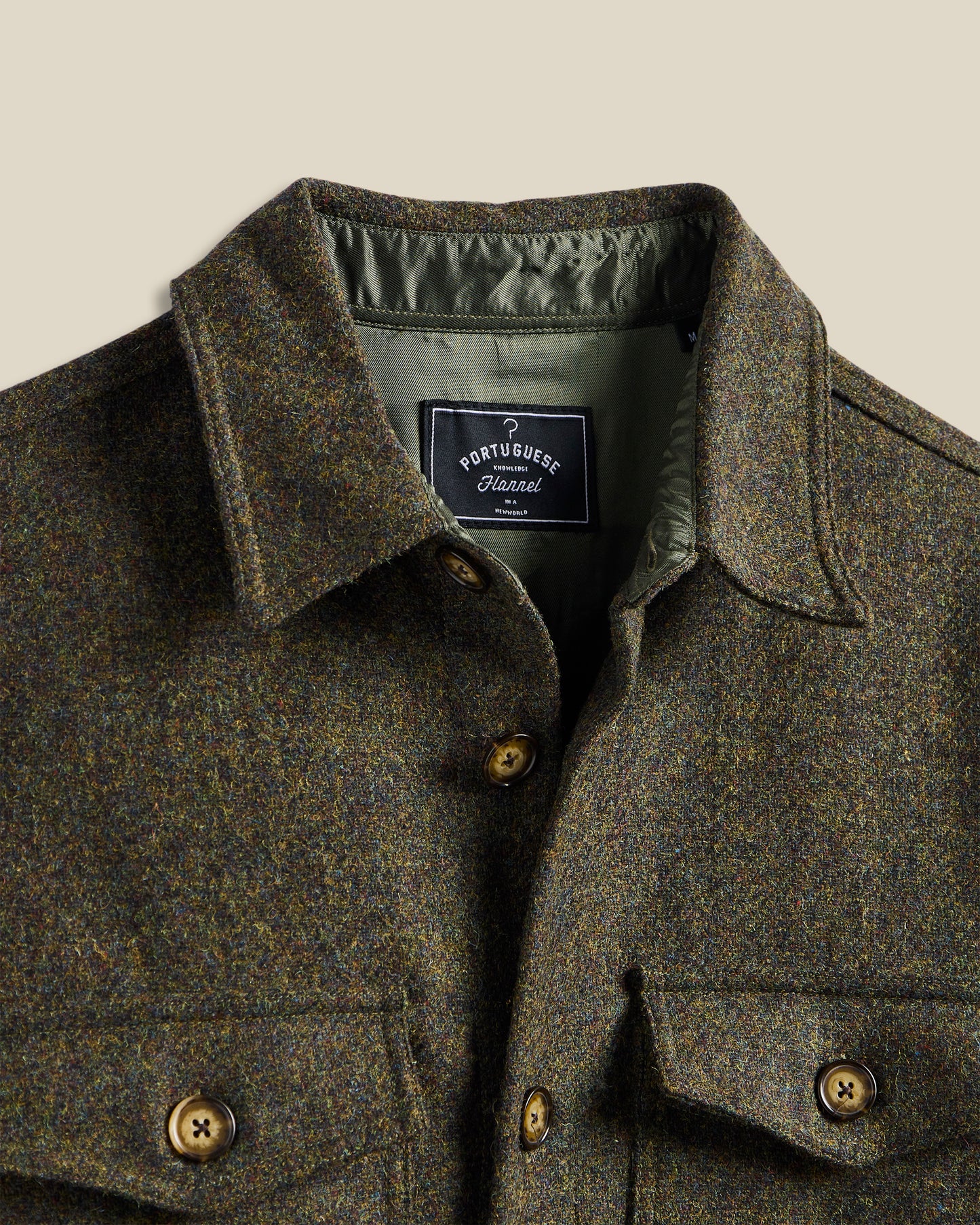 PORTUGUESE FLANNEL WOOL FIELD OVERSHIRT - FOREST GREEN