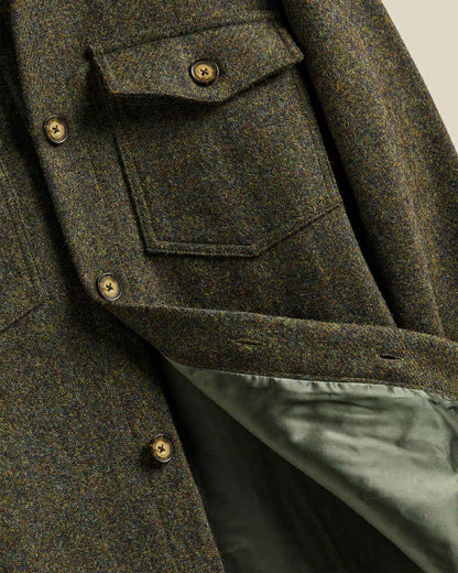 PORTUGUESE FLANNEL WOOL FIELD OVERSHIRT - FOREST GREEN