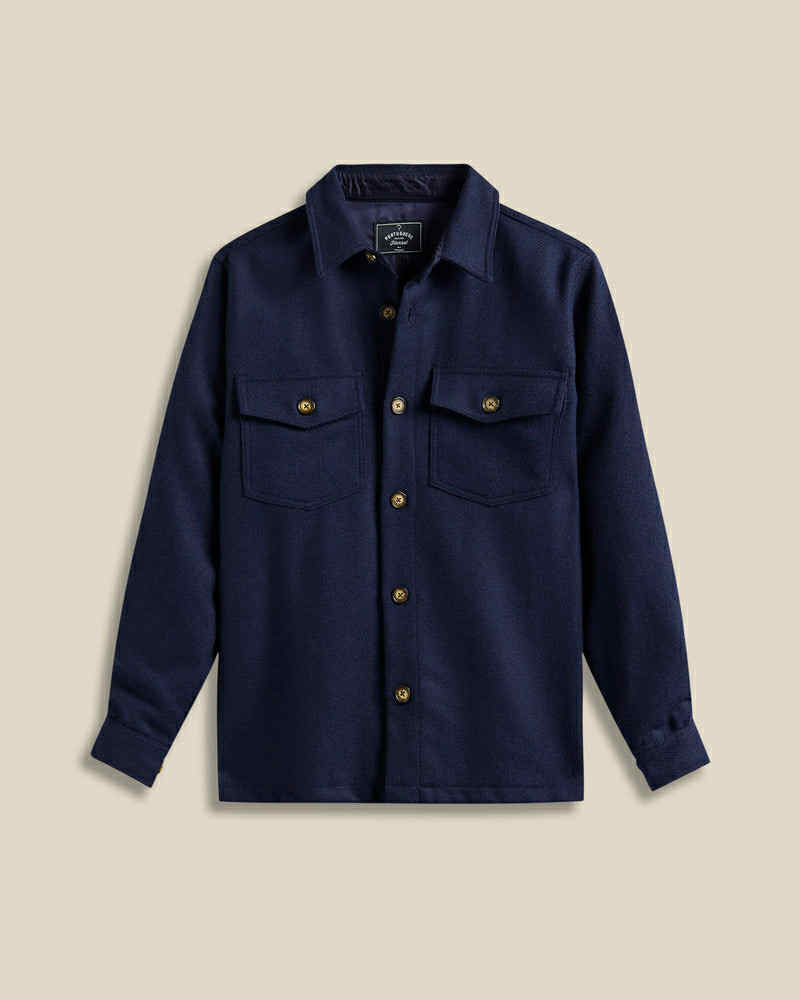 PORTUGUESE FLANNEL WOOL FIELD OVERSHIRT - NAVY