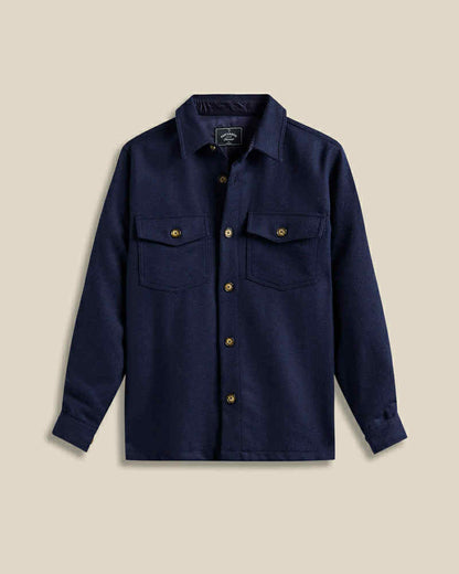 PORTUGUESE FLANNEL WOOL FIELD OVERSHIRT - NAVY