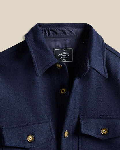 PORTUGUESE FLANNEL WOOL FIELD OVERSHIRT - NAVY
