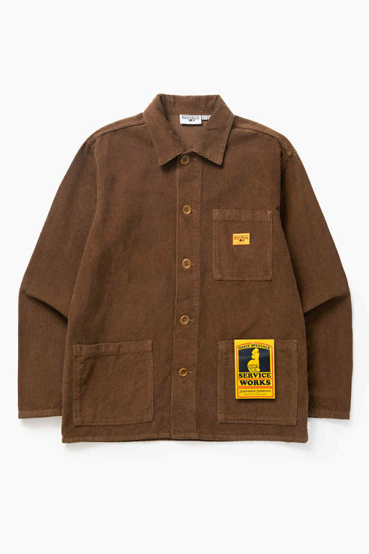 SERVICE WORKS CORDUROY CHORE SHIRT - BARK