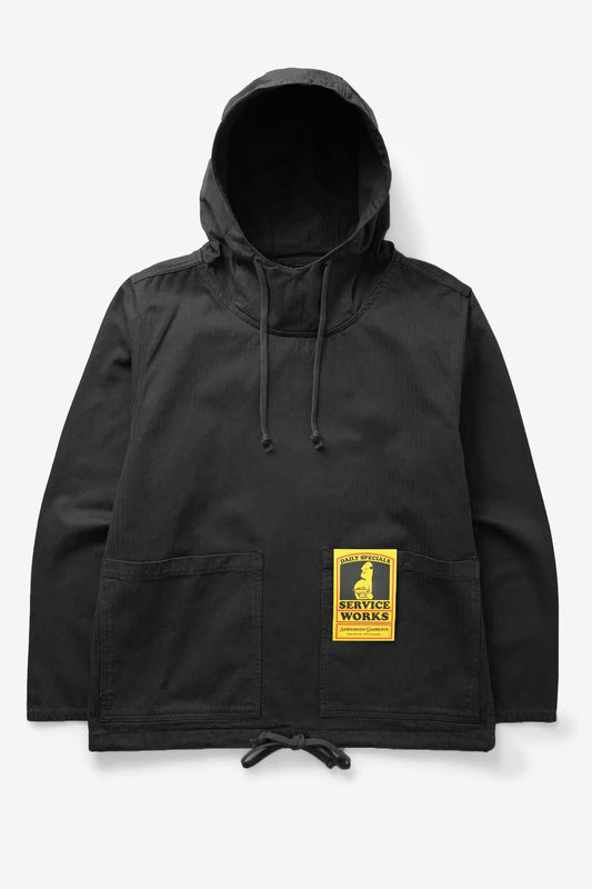 SERVICE WORKS HERRINGBONE MARKET SMOCK JACKET - BLACK