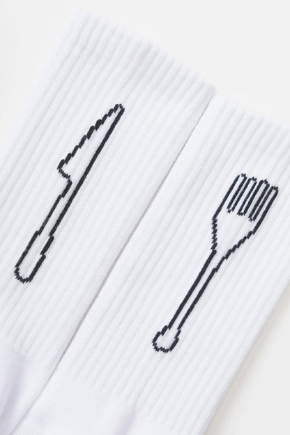 SERVICE WORKS KNIFE & FORK SOCKS - WHITE