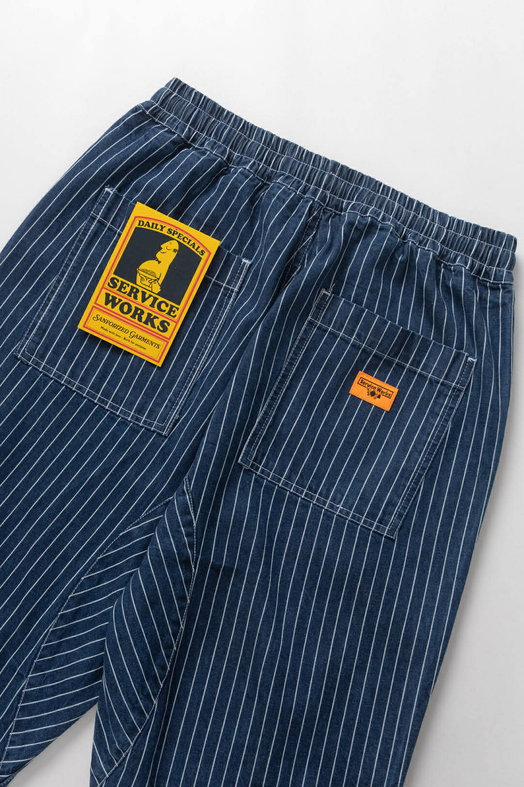 SERVICE WORKS PINSTRIPE DENIM CHEF PANTS - INDIGO